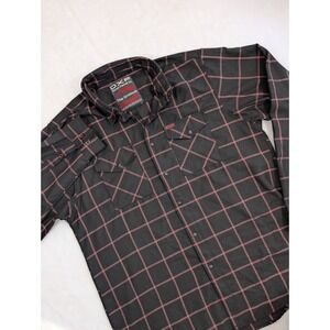 Dixxon Flannel Co Mens Shirt Large Black Red Check Twill The Gridlock Pearl Snap